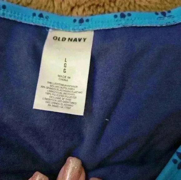 Old Navy Blue print bikini bottoms. Size L - Picture 3 of 4